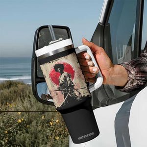 Funny African America Samurai Tumbler With Handle Japanese Art Black Warrior Fighter TS11 Print Your Wear