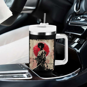 Funny African America Samurai Tumbler With Handle Japanese Art Black Warrior Fighter TS11 Print Your Wear
