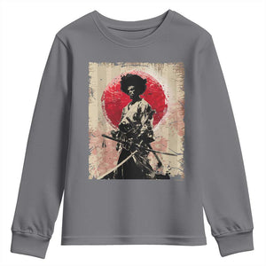 Funny African America Samurai Youth Sweatshirt Japanese Art Black Warrior Fighter TS11 Charcoal Print Your Wear