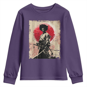 Funny African America Samurai Youth Sweatshirt Japanese Art Black Warrior Fighter TS11 Purple Print Your Wear