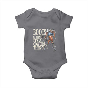 Funny African American Cowgirl Baby Onesie Boots And Bling It's A Cowgirl Thing TS11 Charcoal Print Your Wear