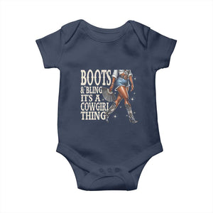 Funny African American Cowgirl Baby Onesie Boots And Bling It's A Cowgirl Thing TS11 Navy Print Your Wear
