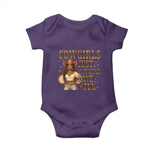 Funny African American Cowgirl Baby Onesie Cowgirls Just Wanna Have Fun Western TS11 Purple Print Your Wear