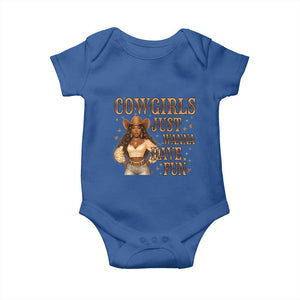 Funny African American Cowgirl Baby Onesie Cowgirls Just Wanna Have Fun Western TS11 Royal Blue Print Your Wear