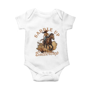 Funny African American Cowgirl Baby Onesie Saddle Up Buttercup Southern Western TS11 White Print Your Wear