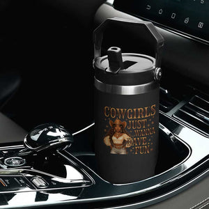 Funny African American Cowgirl Flip Straw Tumbler Cowgirls Just Wanna Have Fun Western TS11 Print Your Wear