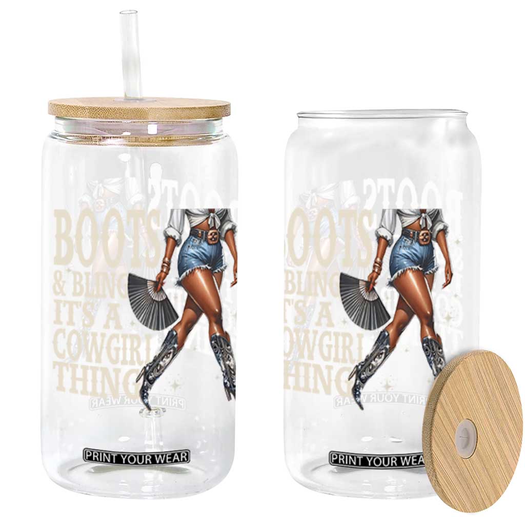 Funny African American Cowgirl Glass Can Boots And Bling It's A Cowgirl Thing TS11 Black Print Your Wear
