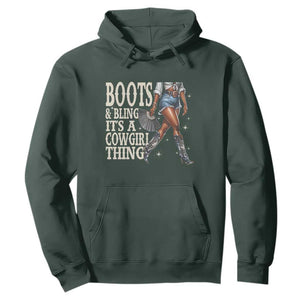 Funny African American Cowgirl Hoodie Boots And Bling It's A Cowgirl Thing TS11 Dark Forest Green Print Your Wear