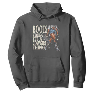 Funny African American Cowgirl Hoodie Boots And Bling It's A Cowgirl Thing TS11 Dark Heather Print Your Wear