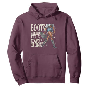 Funny African American Cowgirl Hoodie Boots And Bling It's A Cowgirl Thing TS11 Maroon Print Your Wear