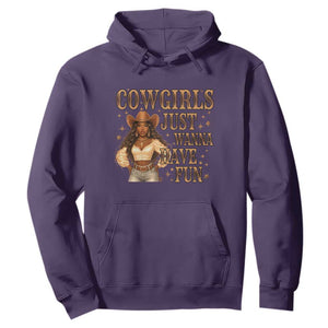 Funny African American Cowgirl Hoodie Cowgirls Just Wanna Have Fun Western TS11 S Purple Print Your Wear