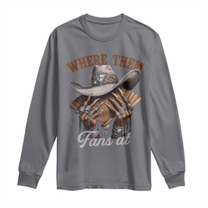 Funny African American Cowgirl Long Sleeve Shirt Where Them Fans At Cowboy Hat TS11 Charcoal Print Your Wear