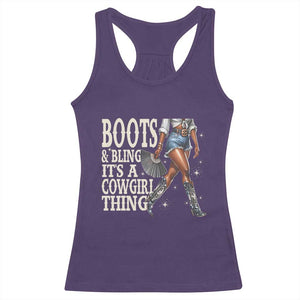 Funny African American Cowgirl Racerback Tank Top Boots And Bling It's A Cowgirl Thing TS11 Purple Print Your Wear