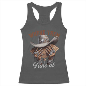 Funny African American Cowgirl Racerback Tank Top Where Them Fans At Cowboy Hat TS11 Dark Heather Print Your Wear