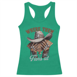 Funny African American Cowgirl Racerback Tank Top Where Them Fans At Cowboy Hat TS11 Irish Green Print Your Wear