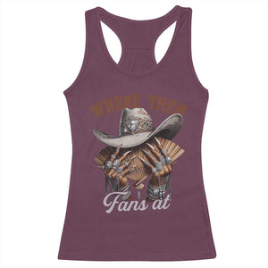 Funny African American Cowgirl Racerback Tank Top Where Them Fans At Cowboy Hat TS11 Maroon Print Your Wear