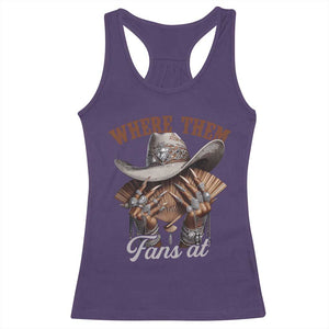 Funny African American Cowgirl Racerback Tank Top Where Them Fans At Cowboy Hat TS11 Purple Print Your Wear