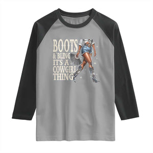 Funny African American Cowgirl Raglan Shirt Boots And Bling It's A Cowgirl Thing TS11 Sport Gray Black Print Your Wear
