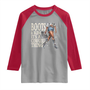 Funny African American Cowgirl Raglan Shirt Boots And Bling It's A Cowgirl Thing TS11 Sport Gray Red Print Your Wear