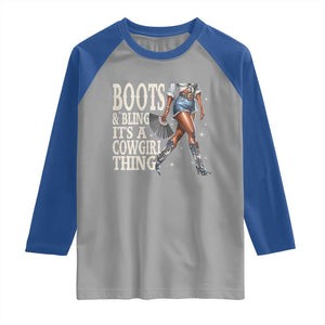 Funny African American Cowgirl Raglan Shirt Boots And Bling It's A Cowgirl Thing TS11 Sport Gray Royal Print Your Wear