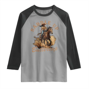 Funny African American Cowgirl Raglan Shirt Saddle Up Buttercup Southern Western TS11 Sport Gray Black Print Your Wear