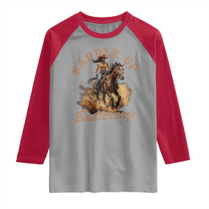Funny African American Cowgirl Raglan Shirt Saddle Up Buttercup Southern Western TS11 Sport Gray Red Print Your Wear