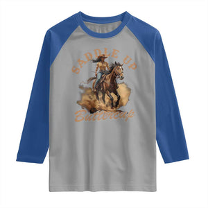 Funny African American Cowgirl Raglan Shirt Saddle Up Buttercup Southern Western TS11 Sport Gray Royal Print Your Wear