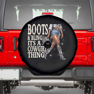 Funny African American Cowgirl Spare Tire Cover Boots And Bling It's A Cowgirl Thing TS11 Black Print Your Wear
