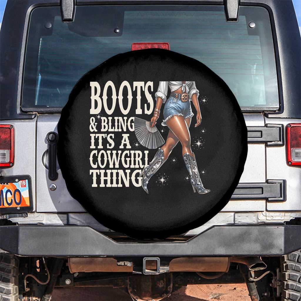 Funny African American Cowgirl Spare Tire Cover Boots And Bling It's A Cowgirl Thing TS11 No hole Black Print Your Wear