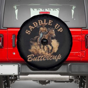 Funny African American Cowgirl Spare Tire Cover Saddle Up Buttercup Southern Western TS11 Black Print Your Wear