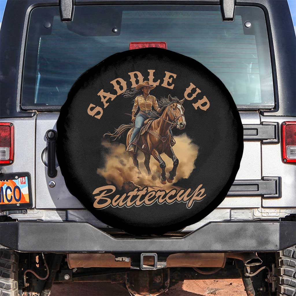 Funny African American Cowgirl Spare Tire Cover Saddle Up Buttercup Southern Western TS11 No hole Black Print Your Wear