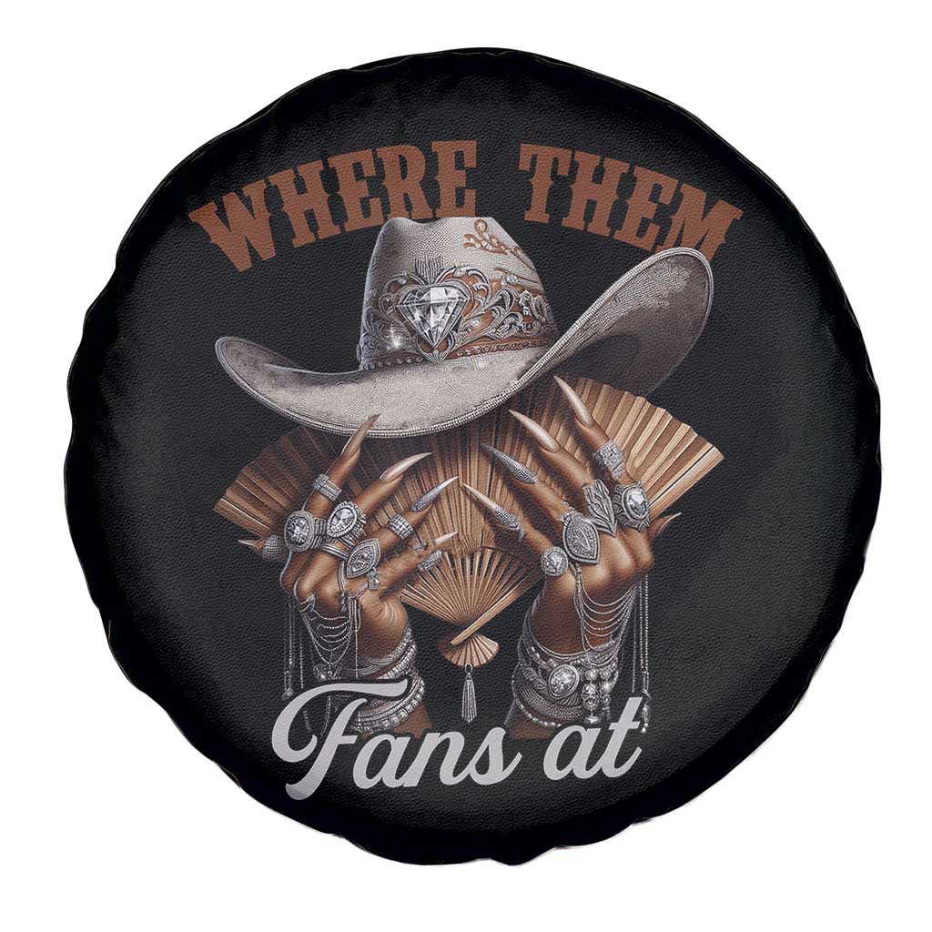 Funny African American Cowgirl Spare Tire Cover Where Them Fans At Cowboy Hat TS11 Print Your Wear
