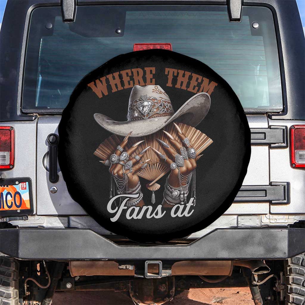 Funny African American Cowgirl Spare Tire Cover Where Them Fans At Cowboy Hat TS11 No hole Black Print Your Wear