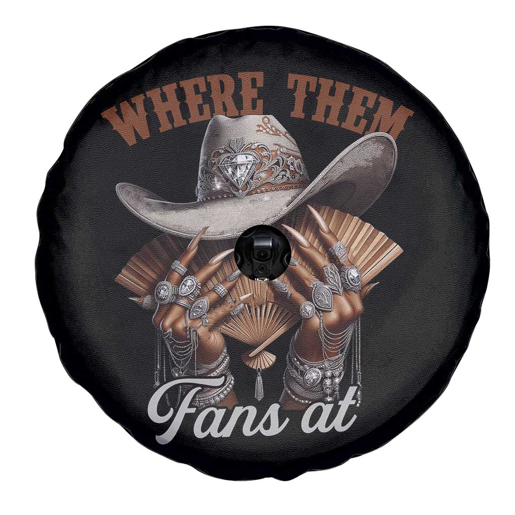 Funny African American Cowgirl Spare Tire Cover Where Them Fans At Cowboy Hat TS11 Print Your Wear