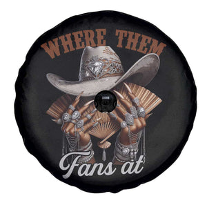 Funny African American Cowgirl Spare Tire Cover Where Them Fans At Cowboy Hat TS11 Print Your Wear