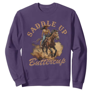 Funny African American Cowgirl Sweatshirt Saddle Up Buttercup Southern Western TS11 Purple Print Your Wear