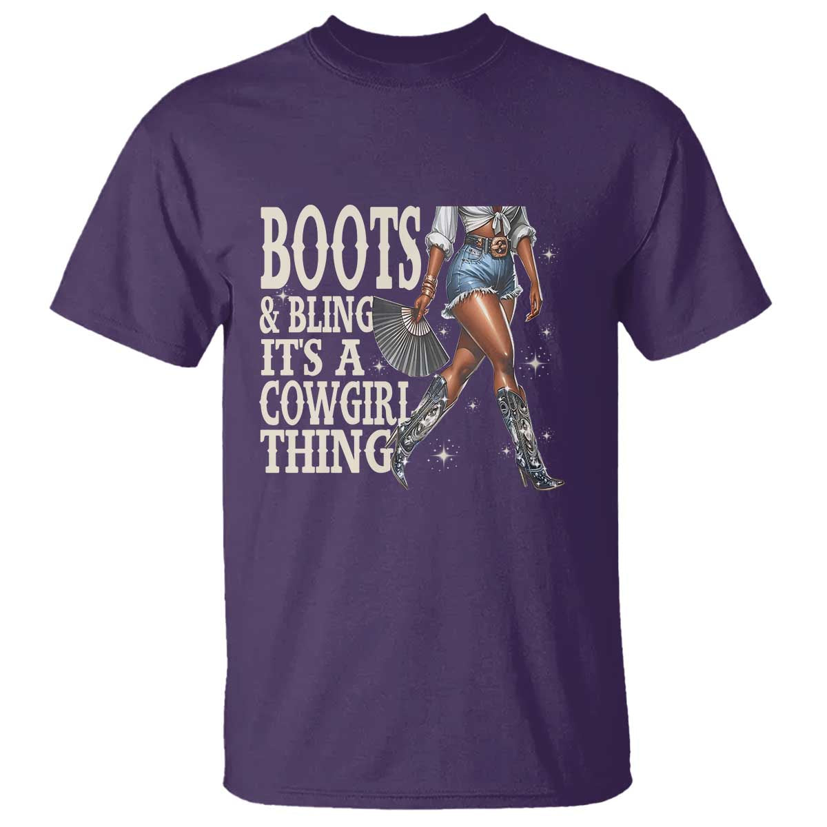 Funny African American Cowgirl T Shirt Boots And Bling It's A Cowgirl Thing TS11 Purple Print Your Wear