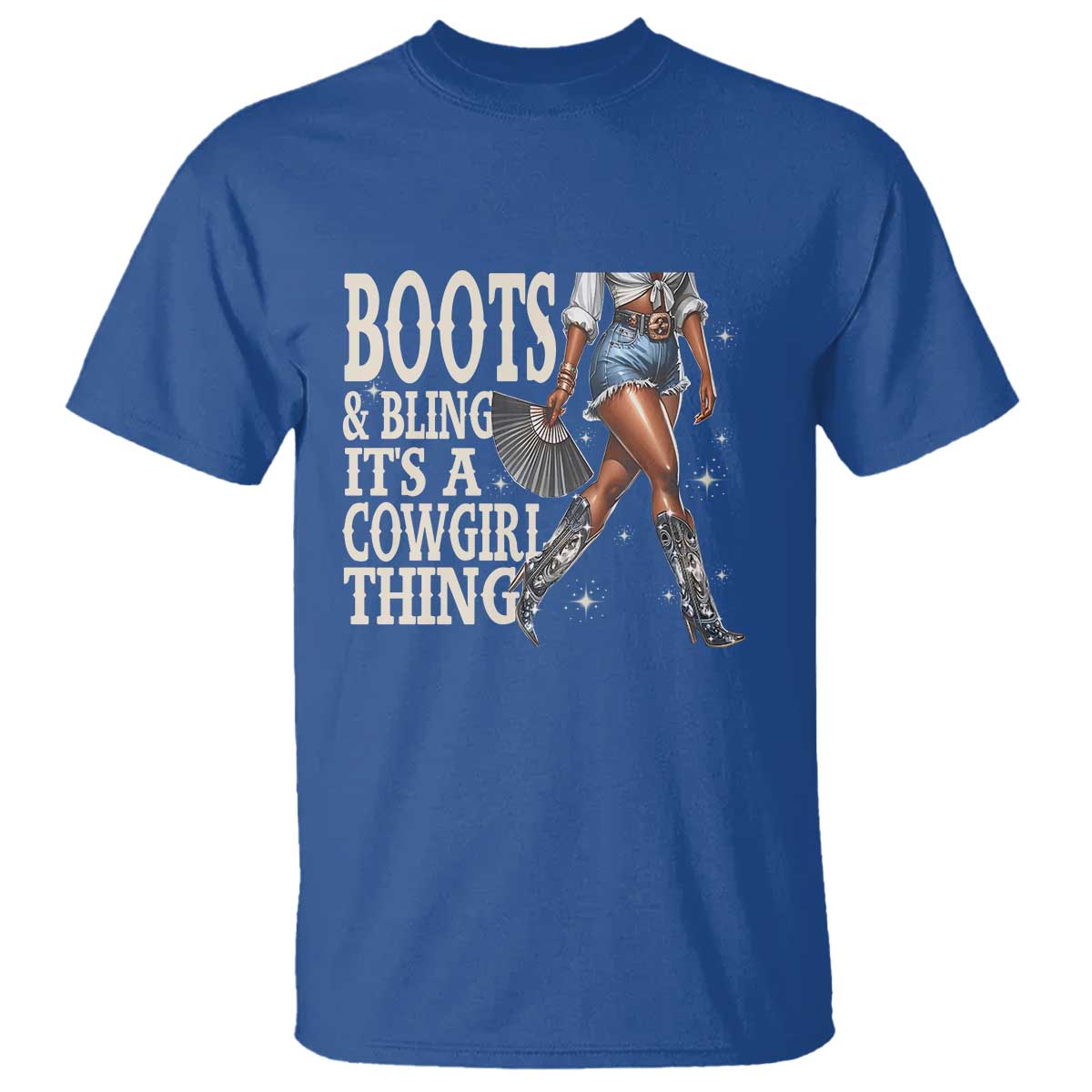 Funny African American Cowgirl T Shirt Boots And Bling It's A Cowgirl Thing TS11 Royal Blue Print Your Wear