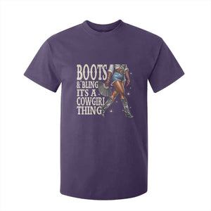 Funny African American Cowgirl T Shirt For Kid Boots And Bling It's A Cowgirl Thing TS11 Purple Print Your Wear