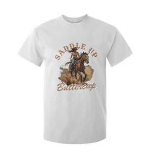 Funny African American Cowgirl T Shirt For Kid Saddle Up Buttercup Southern Western TS11 White Print Your Wear