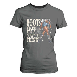 Funny African American Cowgirl T Shirt For Women Boots And Bling It's A Cowgirl Thing TS11 Dark Heather Print Your Wear