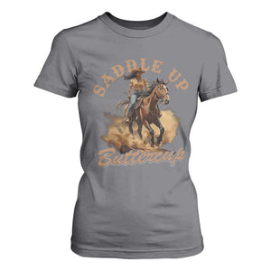 Funny African American Cowgirl T Shirt For Women Saddle Up Buttercup Southern Western TS11 Charcoal Print Your Wear