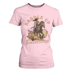 Funny African American Cowgirl T Shirt For Women Saddle Up Buttercup Southern Western TS11 Light Pink Print Your Wear