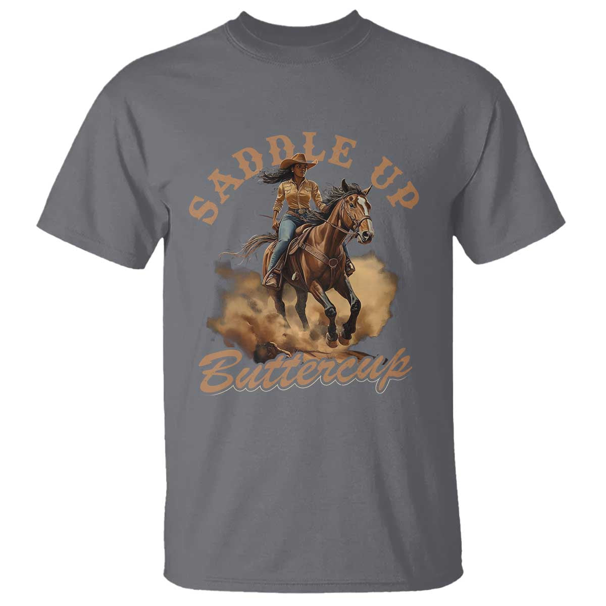 Funny African American Cowgirl T Shirt Saddle Up Buttercup Southern Western TS11 Charcoal Print Your Wear