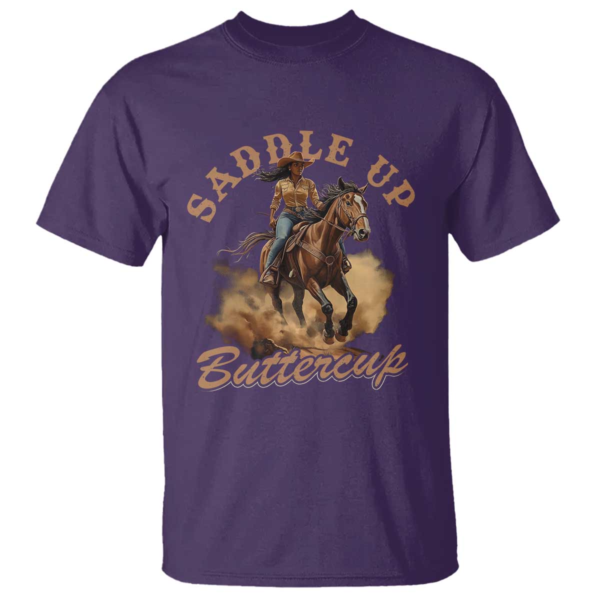 Funny African American Cowgirl T Shirt Saddle Up Buttercup Southern Western TS11 Purple Print Your Wear