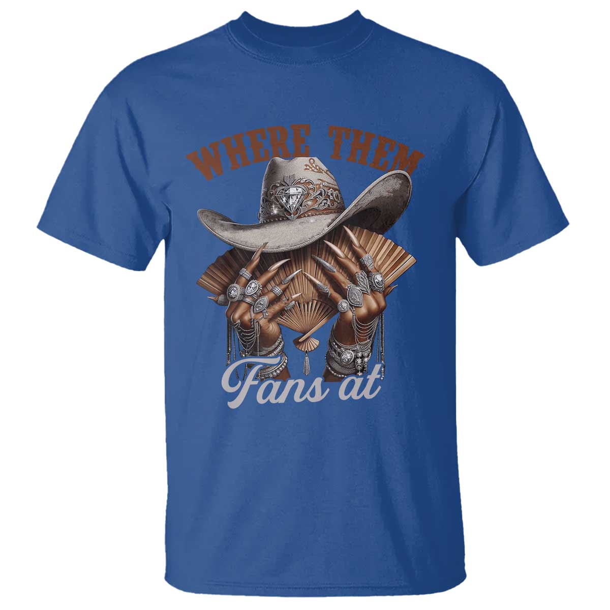Funny African American Cowgirl T Shirt Where Them Fans At Cowboy Hat TS11 Royal Blue Print Your Wear