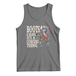 Funny African American Cowgirl Tank Top Boots And Bling It's A Cowgirl Thing TS11 Black Heather Print Your Wear