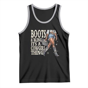Funny African American Cowgirl Tank Top Boots And Bling It's A Cowgirl Thing TS11 Black Athletic Heather Print Your Wear