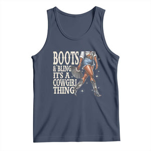 Funny African American Cowgirl Tank Top Boots And Bling It's A Cowgirl Thing TS11 Navy Print Your Wear