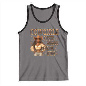 Funny African American Cowgirl Tank Top Cowgirls Just Wanna Have Fun Western TS11 Deep Heather Black Print Your Wear